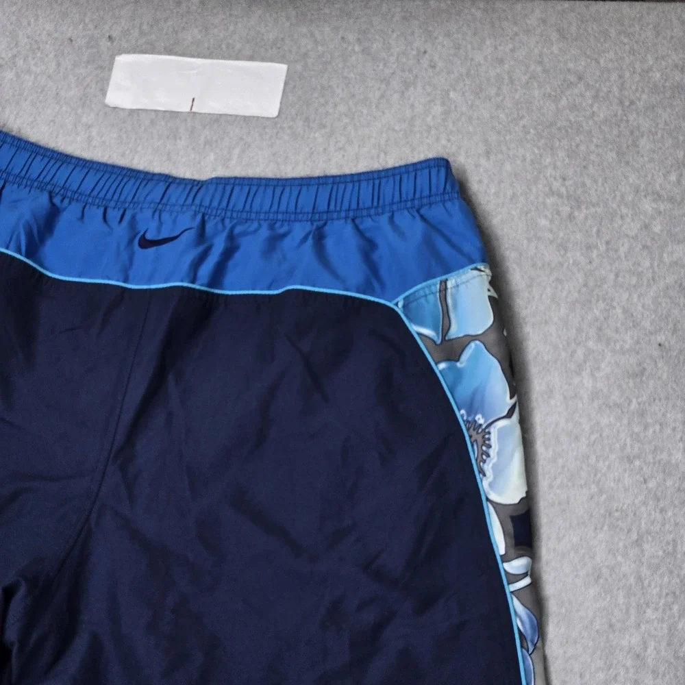 Nike Men Shorts XXL Navy Blue Swimwear Floral Trunks Logo